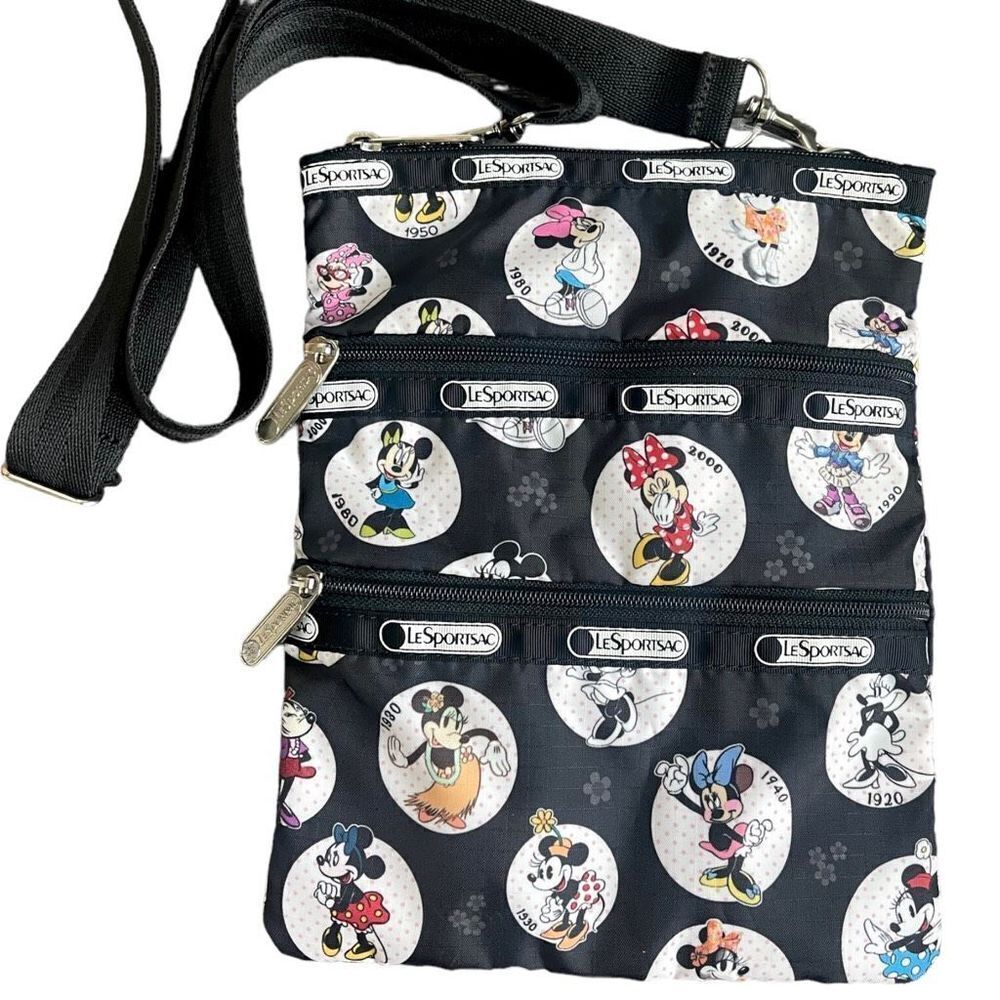 Disney‎ LeSportsac Black Celebrate Minnie Mouse Kasey Crossbody Bag